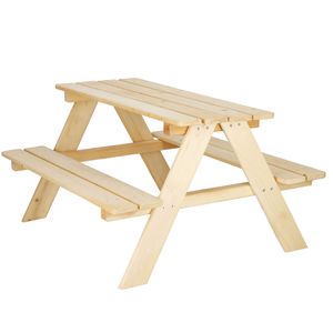 Gartentisch 2 in 1 Kinder-Picknick-Tisch 90 x 79 x 50 cm Massivholz Gruppensitzbank Picknickgartentisch