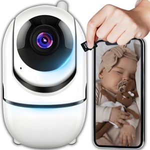 WLAN Überwachungskamera Innen Kamera Indoor Schwenkbare 355° Bewegungsverfolgung Babyphone Kamera für Babys Haustierkamera Farbnachtsicht Retoo