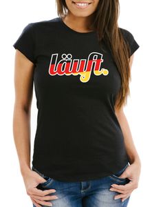 Damen WM-Shirt Läuft - Deutschland Fußball Fan-Shirt schwarz L