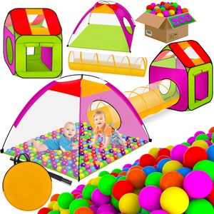 KIDIZ® Spielzelt Spielhaus Babyzelt ✓ 200 Bälle ✓ Bällebad ✓ Kinderzelt | Ideal für Zuhause & im Garten | Tasche | Tunnel