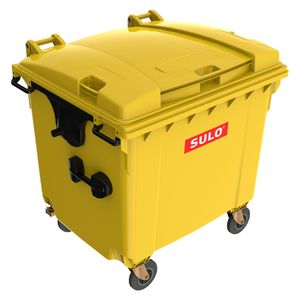 Sulo I Müllcontainer MGB 1100 Liter I 4-Rad-Behälter mit Flachdeckel I gelb