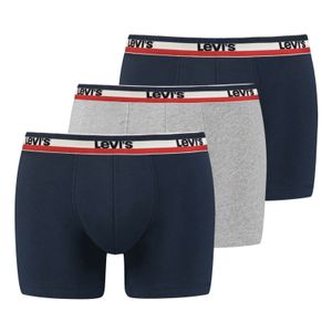 LEVI´S Herren Boxer-Shorts, 3er Pack - Sportswear Logo Boxer Brief, Baumwolle Stretch Marine/Grau L
