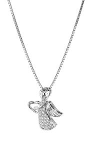 trendor 75052 Damen-Halskette mit Engel-Anhänger 925 Silber mit Zirkonias, 40 cm