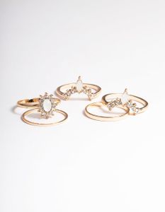 Lovisa schöne elegante vergoldete Ringe für Frauen und Teenager Gold Opal Nesting Ring Pack SM