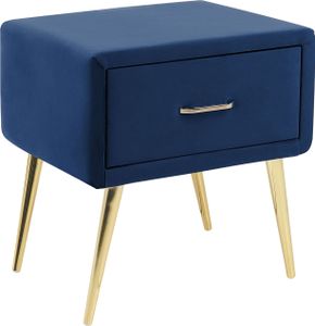 BELIANI Nachttisch Blau Samt 38 x 46 x 49 cm mit Metallgestell Gold 1 Schublade Rechteckig Aufbewahrung Modern Glamourös Möbel für Schlafzimmer Flur