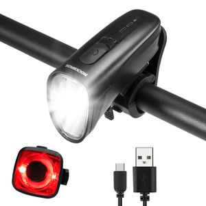 ROCKBROS LED Fahrradlicht Set, Fahrradlampe, IPX5 Wasserdicht, USB Aufladbar