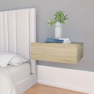 vidaXL Hängender Nachttisch Sonoma Eiche 40x30x15 cm Holzwerkstoff - Schwebender Nachttisch - Schwebende Nachttische - Wand-Nachttisch - Wand-Nachttische