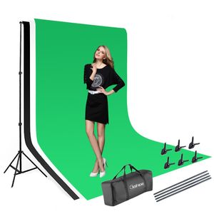 FCH Fotostudio-Ständer, Fotohintergrund, verstellbares Fotostudio-Tuch-Stützsystem-Set mit 1 Tragetasche, 3 Hintergründen und 6 Clips für Porträtfotog