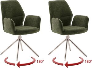 Armlehnstuhl >GREYTON< (2-er Set) in Olive, Polyester - 61x91x63cm (BxHxT)