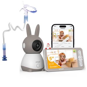 ieGeek 2K Babyphone mit Kamera PTZ 355°, 5“ Baby Monitor Auto-tracking, Weinen-kennung, Halterung