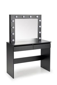 OXM Stilvolle Schminktisch mit Spiegel und Schubladen für Schlafzimmer Hollywood schwarz Schwarz 94 x 140 x 43 cm