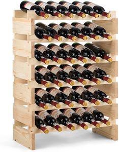 GOPLUS Weinregal mit 6 Ebenen für 36 Flaschen, Flaschenregal  63,2 x 28 x 85,5 cm aus Massivholz, Weinschrank, Weinständer, Weinhalter,freie Kombination