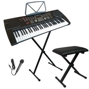 Starter Set 61 Tasten Keyboard - Digitales E Piano Set . Keyboard, Keyboardständer, Keyboardbank und Mikrofon