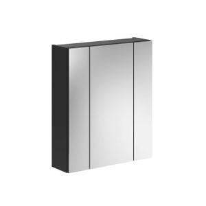 Badezimmer Spiegelschrank "Linus" in schwarz Badschrank Spiegel 3-türig 3D 60 x 70 cm