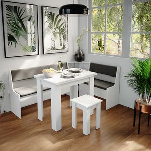 Livinity® Eckbankgruppe Roman, 180 x 120 cm mit Tisch, Weiß/Anthrazit