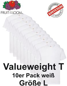 10er Pack Fruit of the Loom Valueweight T Shirt weiß S M L XL 2XL 3XL L