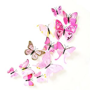 Oblique Unique 3D Schmetterlinge 12er Set für die Wand zum Kleben Wandtattoo Wandsticker Wanddeko - rosa