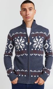 !Solid SDNoran Herren Strickjacke Cardigan Grobstrick mit Stehkragen und Reißverschluss Norweger Muster