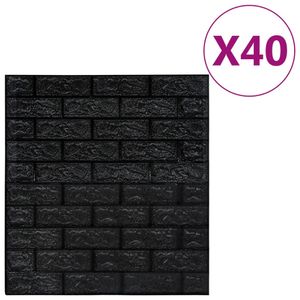 vidaXL 3D tapety Brick Samolepiace 40 ks Čierna