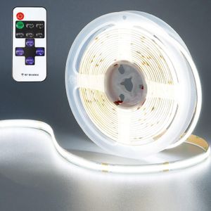 5M COB LED Streifen Kaltweiß 6000K 24V 320LEDs/m Dimmbar Lichtleiste Lichtband mit Fernbedienung für Schlafzimmer, Wohnzimmer, Küche