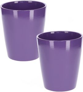 KOTARBAU® 2er Set Keramik Blumentopf Übertopf für Orchideen H 150mm ⌀ 120 mm Violett