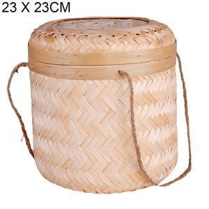 handgefertigter Strohhalm gewebter Lagerkorb mit Deckel Tee-Leaves Snack Rattan Organizer-Größen:23 x 23cm