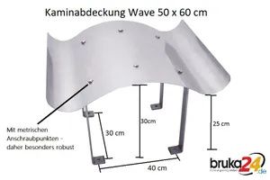 Massive Schornsteinabdeckung 50 x 60 cm Edelstahl Kaminhaube Kaminabdeckung Kaminblech Kamin