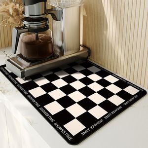 Kaffeemaschine Abtropfmatte für Küche,Schnelltrocknend Trockenmatte Abtropfmatte Geschirr,Spülmatte Saugfähige Abtropfmatte für Theke(30x40cm,Schwarz)