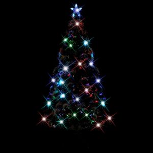 vidaXL Vianočný stromček s osvetlením a stojanom 150 cm zo sklenených vlákien