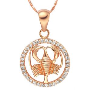 Sternzeichenkette Krebs Damen Halskette Sternzeichen Anhänger Zirkonias vergoldet Autiga® rosegold