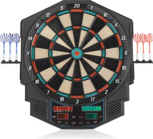Outtec® Elektronische Dartscheibe, Dartautomat, Dartboard mit LED-Bildschirm - 27 Spiele 500 Variationen für 1-8 Spieler, inkl. 6 Darts und 50 Spitzen