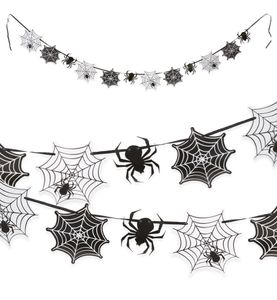Spinnen Spinnennetz Girlande 2,5 m Schwarz Weiß Halloween Karneval Fasching