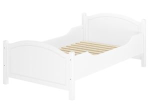 Seniorenbett Massivholz Kiefer weiß 120x200 breites hohes Einzelbett V-60.40-12WRollrost inkl.