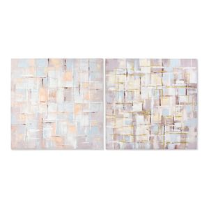 Bild DKD Home Decor Squares Leinwand abstrakt (2 pcs) (100 x 3 x 100 cm)