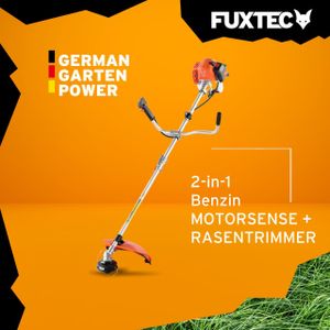 FUXTEC Benzin Motorsense | Rasentrimmer 3,5 PS | 2-Takt Freischneider | 9-Zahn | 62ccm | 320 mm | 9-Zahn | Faden + Messer | FX-MS162