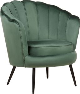 BELIANI Sessel Grün Samtstoff mit Schwarzen Metallfüßen Hoher Rückenlehne Muschel Design Retro-Stil Wohnzimmer Ausstattung Sitzmöbel