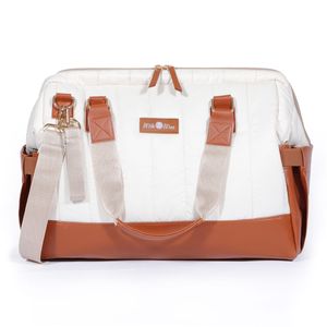 Milk&Moo Wickeltasche | Praktische Organisation | Wickelumhängetasche mit Mehrere Fächer | Isolierte Flaschentaschen | Inklusive Kinderwagenriemen | Beige