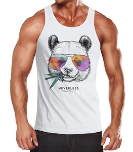 Herren Tank-Top Panda Bär Aufdruck Tiermotiv mit Sonnenbrille Fashion Streetstyle Muskelshirt Muscle Shirt Neverless®  XL