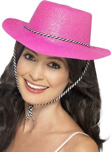 Glitzer Cowboyhut pink - für Fasching Karneval Halloween Kostüm