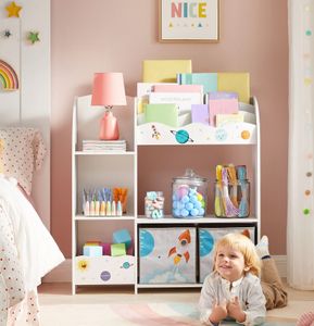 SONGMICS Kinderzimmerregal Kinderrega mit 2 Boxen Spielzeug-Organizer
