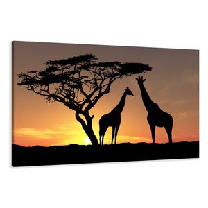 120 x 80 cm Bild auf Leinwand Afrika Giraffe 5034-VKF deutsche Marke und Lager  -   fertig gerahmt , exklusive Markenware von Visario