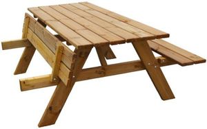 Wood&Play Picknicktisch - Outdoor-Möbel - 180 x 156 cm, 42mm dicke Platte