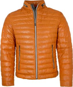 Milestone - Herren Lederjacke Steppjacke Lammnappa : Orange 50 Milestone - Herren Lederjacke Steppjacke Lammnappa : Orange 50
