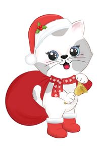 Fensterbild Weihnachten - Katze mit Beutel