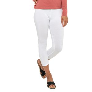 Celodoro Damen Leggings (3/4 Capri) Stretch-Jersey Hose aus Baumwolle - Weiß S