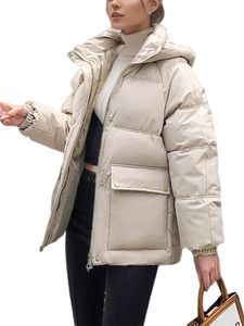 Damen Daunenmäntel Casual Trenchcoats Zip Up Langarm Gepolsterter Winter Warm Mantel Beige,Größe L