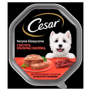 Cesar Klassik-Terrine Nassfutter für ausgewachsene Hunde mit saftigem Rindfleisch und Leber, Schale 6 x 150g