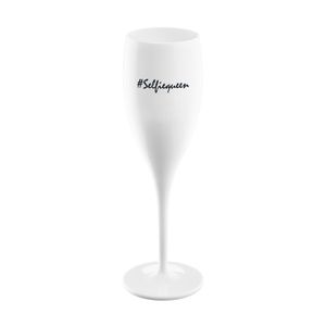 Koziol Cheers No. 1 Selfiequeen Superglas mit Druck, Sektglas, Champagnerglas, Trinkglas, Glas, Cotton White, 100 ml, 3438525