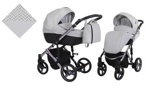 Kinderwagen TIARO PREMIUM Sportwagen Babywagen Babyschale Komplettset Kinder Wagen Set 2 in 1 (Grau, Rahmenfarbe: Graphit)