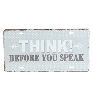 Clayre & Eef Textschild 30x15 cm Grau Eisen Rechteck